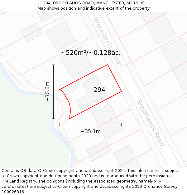 294, BROOKLANDS ROAD, MANCHESTER, M23 9HB: Plot and title map