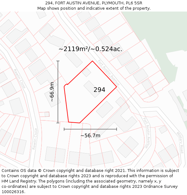 294, FORT AUSTIN AVENUE, PLYMOUTH, PL6 5SR: Plot and title map