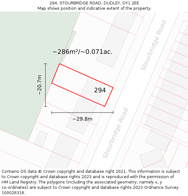 294, STOURBRIDGE ROAD, DUDLEY, DY1 2EE: Plot and title map