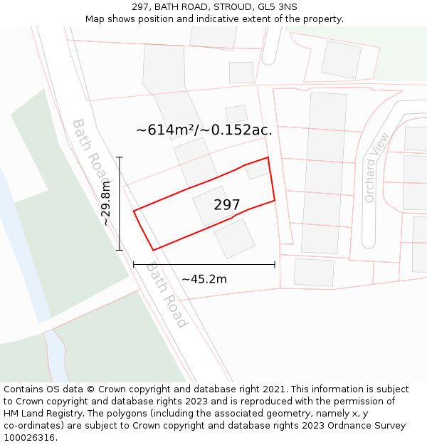 297, BATH ROAD, STROUD, GL5 3NS: Plot and title map