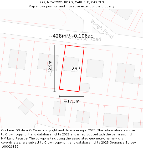 297, NEWTOWN ROAD, CARLISLE, CA2 7LS: Plot and title map