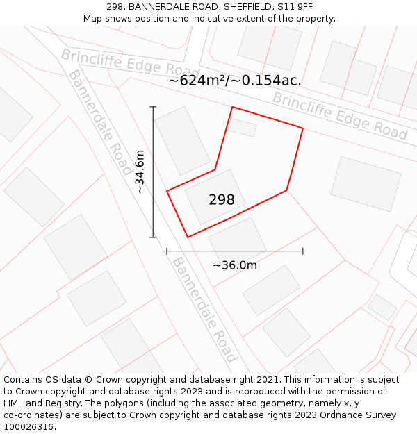 298, BANNERDALE ROAD, SHEFFIELD, S11 9FF: Plot and title map