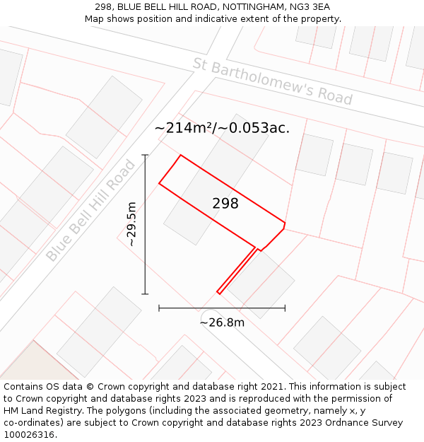 298, BLUE BELL HILL ROAD, NOTTINGHAM, NG3 3EA: Plot and title map