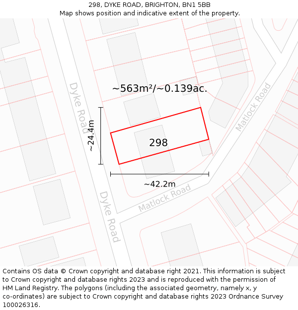 298, DYKE ROAD, BRIGHTON, BN1 5BB: Plot and title map