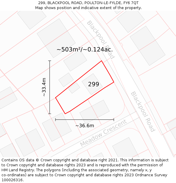 299, BLACKPOOL ROAD, POULTON-LE-FYLDE, FY6 7QT: Plot and title map