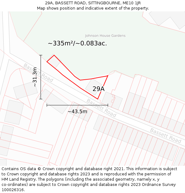 29A, BASSETT ROAD, SITTINGBOURNE, ME10 1JR: Plot and title map