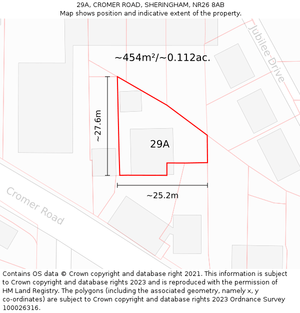 29A, CROMER ROAD, SHERINGHAM, NR26 8AB: Plot and title map