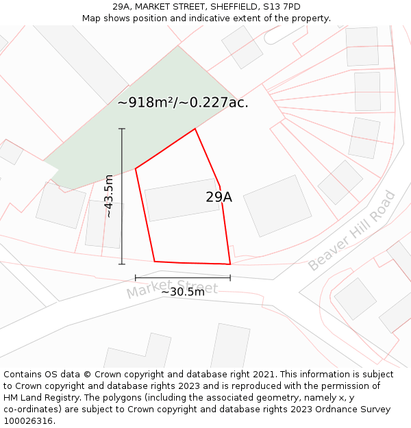 29A, MARKET STREET, SHEFFIELD, S13 7PD: Plot and title map