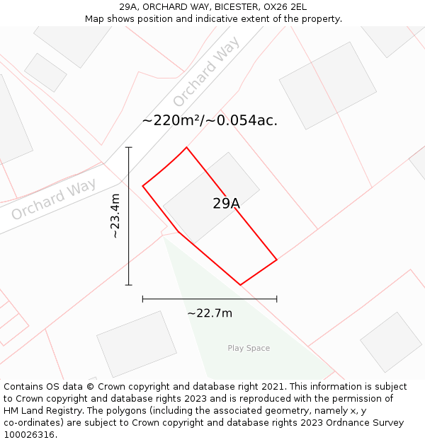 29A, ORCHARD WAY, BICESTER, OX26 2EL: Plot and title map