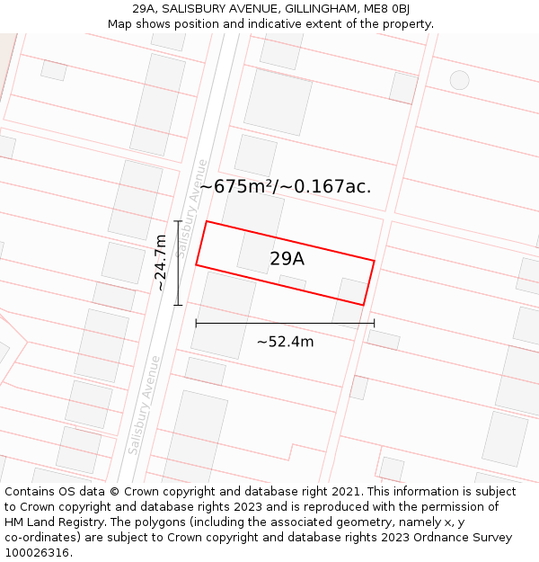 29A, SALISBURY AVENUE, GILLINGHAM, ME8 0BJ: Plot and title map