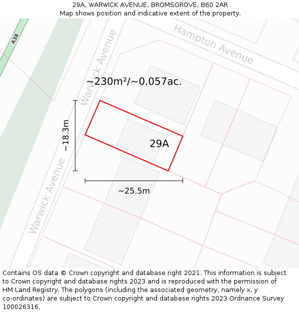 29A, WARWICK AVENUE, BROMSGROVE, B60 2AR: Plot and title map