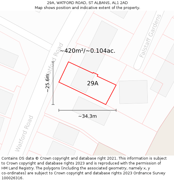 29A, WATFORD ROAD, ST ALBANS, AL1 2AD: Plot and title map