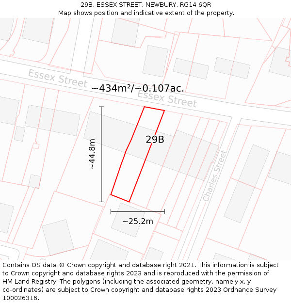 29B, ESSEX STREET, NEWBURY, RG14 6QR: Plot and title map
