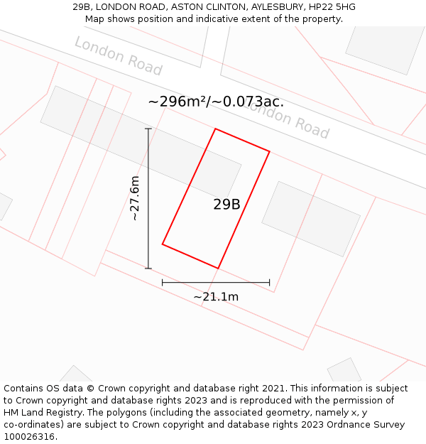 29B, LONDON ROAD, ASTON CLINTON, AYLESBURY, HP22 5HG: Plot and title map