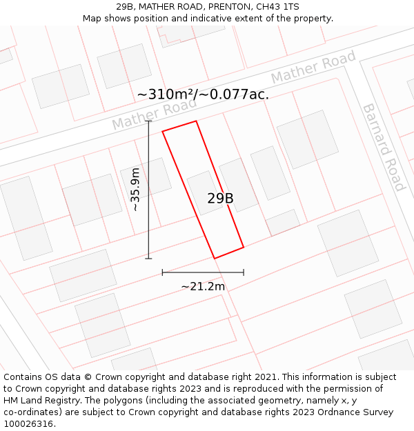 29B, MATHER ROAD, PRENTON, CH43 1TS: Plot and title map