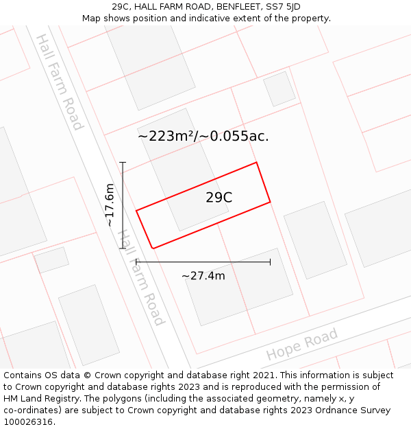 29C, HALL FARM ROAD, BENFLEET, SS7 5JD: Plot and title map