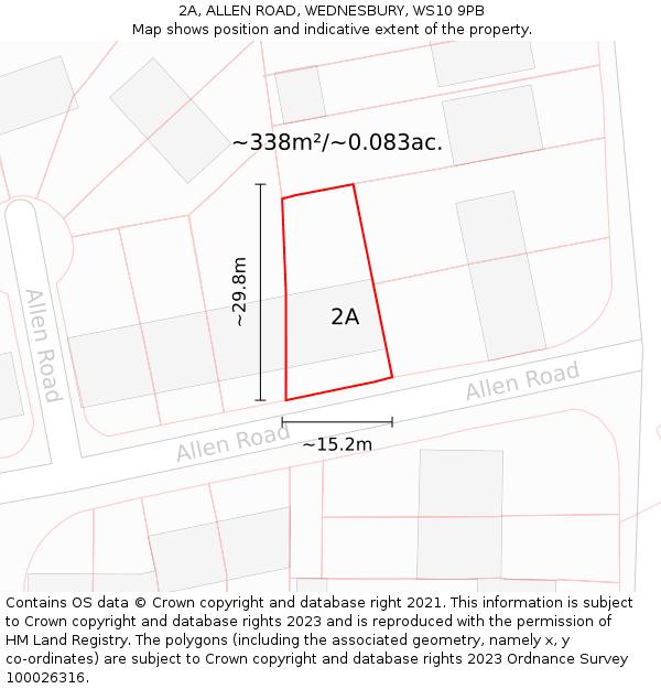 2A, ALLEN ROAD, WEDNESBURY, WS10 9PB: Plot and title map