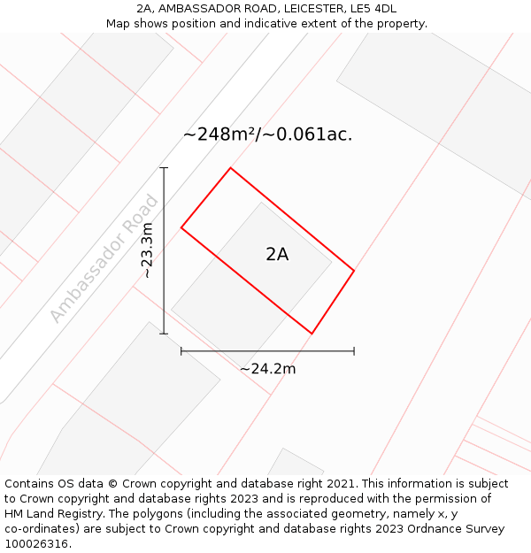 2A, AMBASSADOR ROAD, LEICESTER, LE5 4DL: Plot and title map