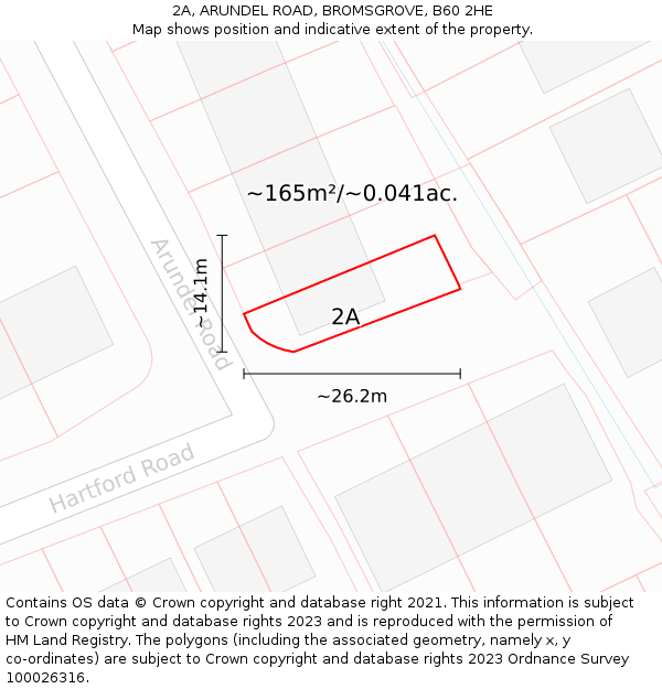 2A, ARUNDEL ROAD, BROMSGROVE, B60 2HE: Plot and title map