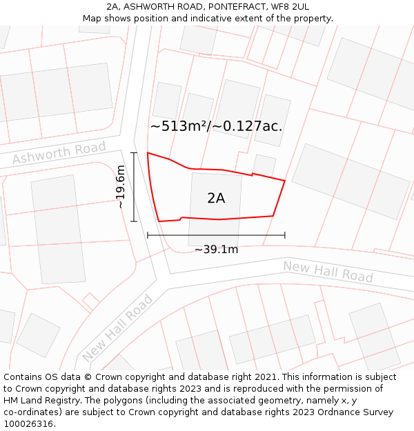 2A, ASHWORTH ROAD, PONTEFRACT, WF8 2UL: Plot and title map