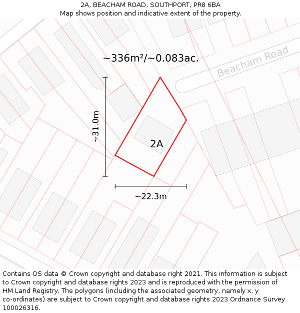 2A, BEACHAM ROAD, SOUTHPORT, PR8 6BA: Plot and title map