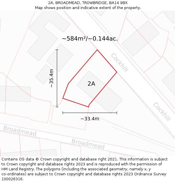 2A, BROADMEAD, TROWBRIDGE, BA14 9BX: Plot and title map