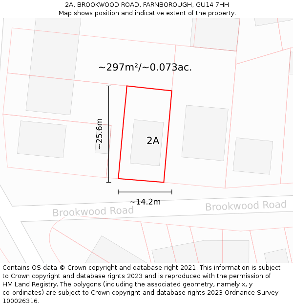 2A, BROOKWOOD ROAD, FARNBOROUGH, GU14 7HH: Plot and title map