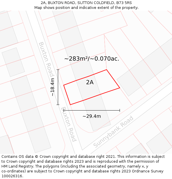 2A, BUXTON ROAD, SUTTON COLDFIELD, B73 5RS: Plot and title map