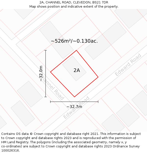 2A, CHANNEL ROAD, CLEVEDON, BS21 7DR: Plot and title map