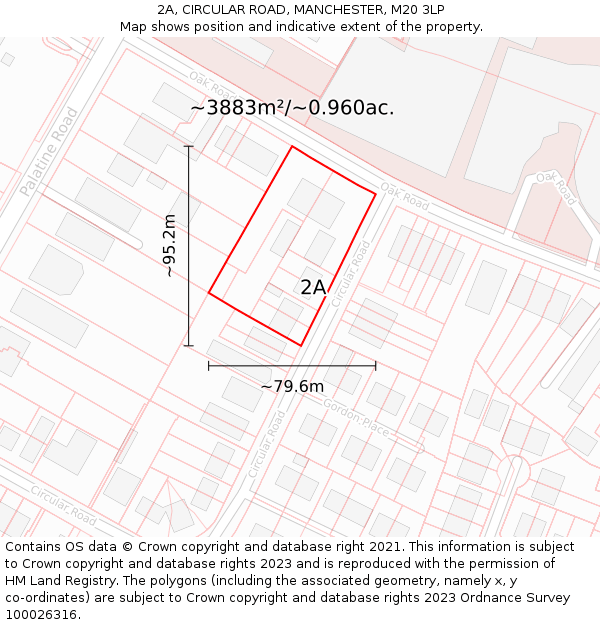 2A, CIRCULAR ROAD, MANCHESTER, M20 3LP: Plot and title map