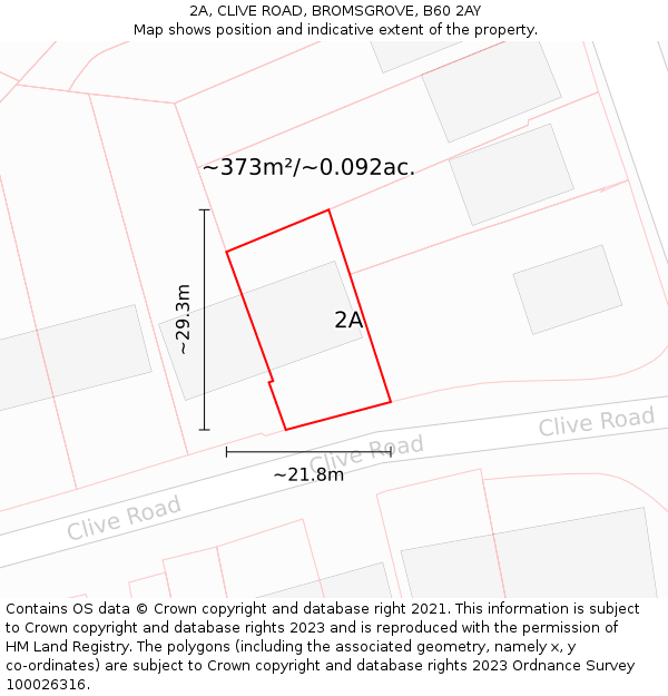 2A, CLIVE ROAD, BROMSGROVE, B60 2AY: Plot and title map