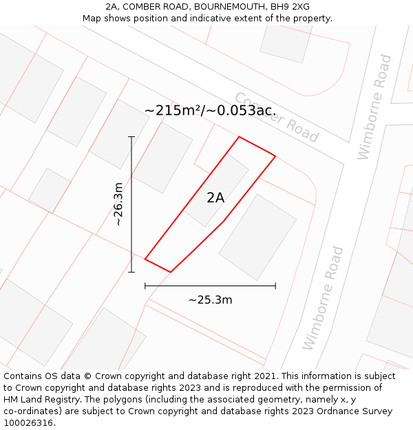 2A, COMBER ROAD, BOURNEMOUTH, BH9 2XG: Plot and title map