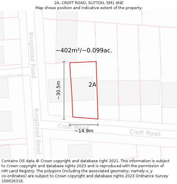 2A, CROFT ROAD, SUTTON, SM1 4NE: Plot and title map