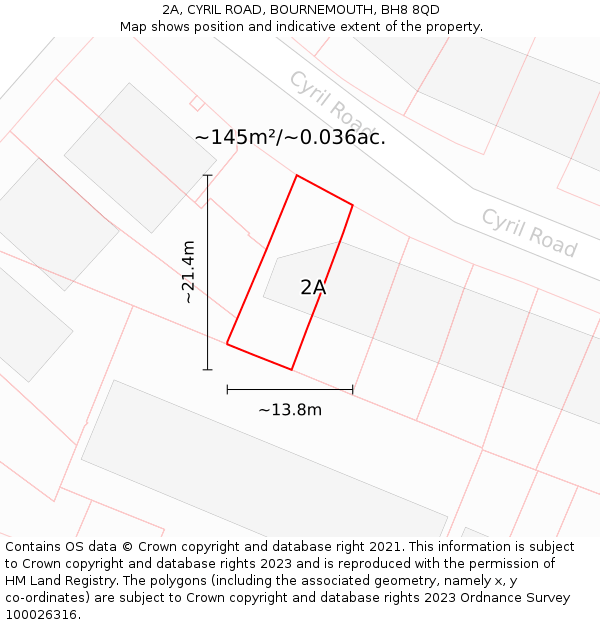 2A, CYRIL ROAD, BOURNEMOUTH, BH8 8QD: Plot and title map