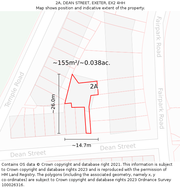2A, DEAN STREET, EXETER, EX2 4HH: Plot and title map