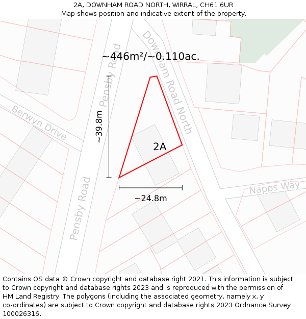 2A, DOWNHAM ROAD NORTH, WIRRAL, CH61 6UR: Plot and title map