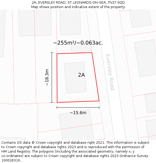 2A, EVERSLEY ROAD, ST LEONARDS-ON-SEA, TN37 6QD: Plot and title map