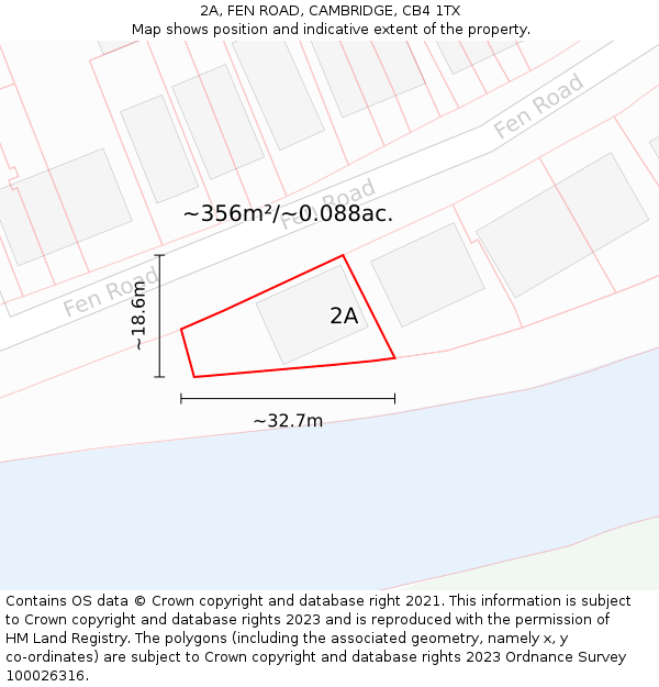 2A, FEN ROAD, CAMBRIDGE, CB4 1TX: Plot and title map