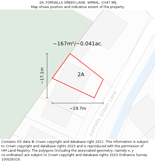 2A, FORNALLS GREEN LANE, WIRRAL, CH47 9RJ: Plot and title map