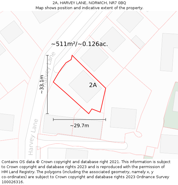 2A, HARVEY LANE, NORWICH, NR7 0BQ: Plot and title map