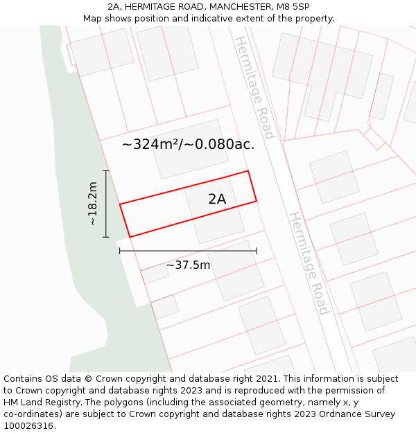 2A, HERMITAGE ROAD, MANCHESTER, M8 5SP: Plot and title map