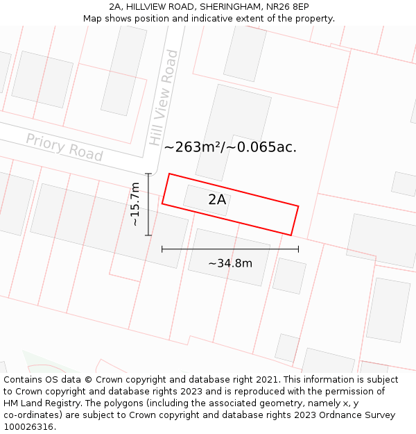 2A, HILLVIEW ROAD, SHERINGHAM, NR26 8EP: Plot and title map