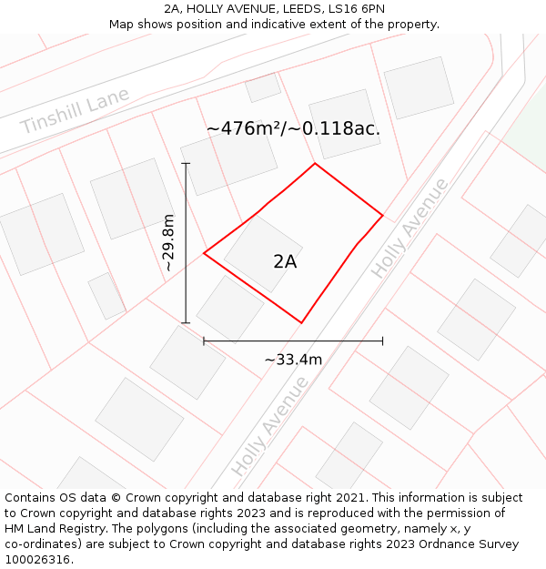 2A, HOLLY AVENUE, LEEDS, LS16 6PN: Plot and title map