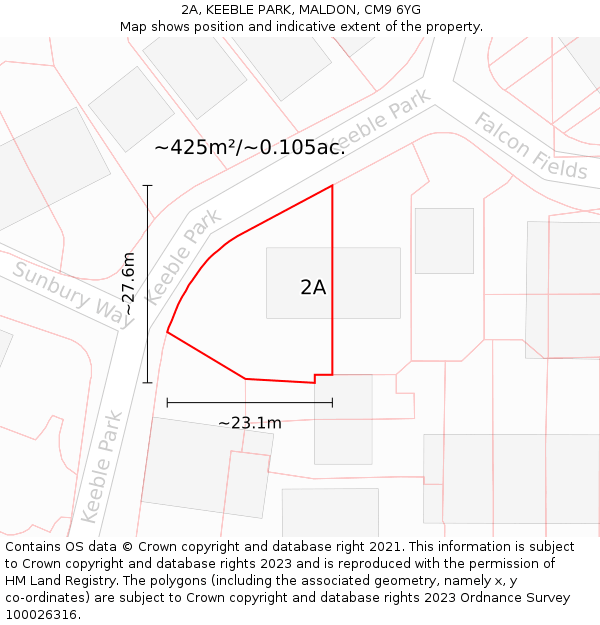 2A, KEEBLE PARK, MALDON, CM9 6YG: Plot and title map