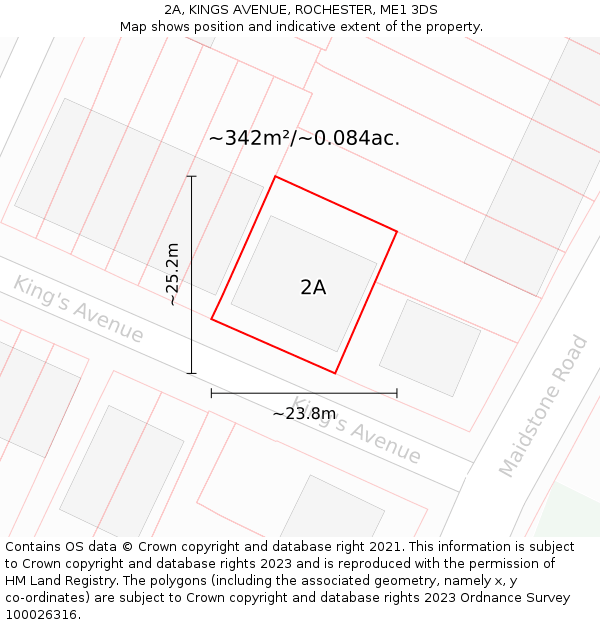 2A, KINGS AVENUE, ROCHESTER, ME1 3DS: Plot and title map