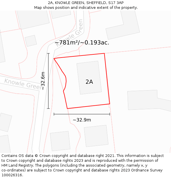 2A, KNOWLE GREEN, SHEFFIELD, S17 3AP: Plot and title map