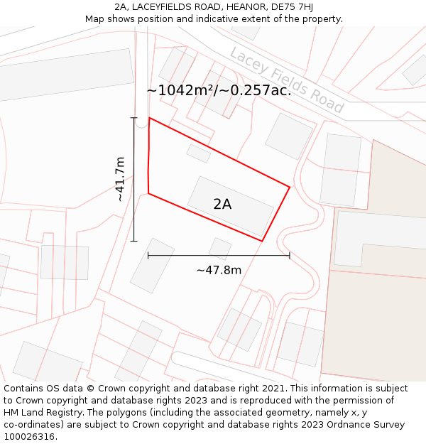 2A, LACEYFIELDS ROAD, HEANOR, DE75 7HJ: Plot and title map