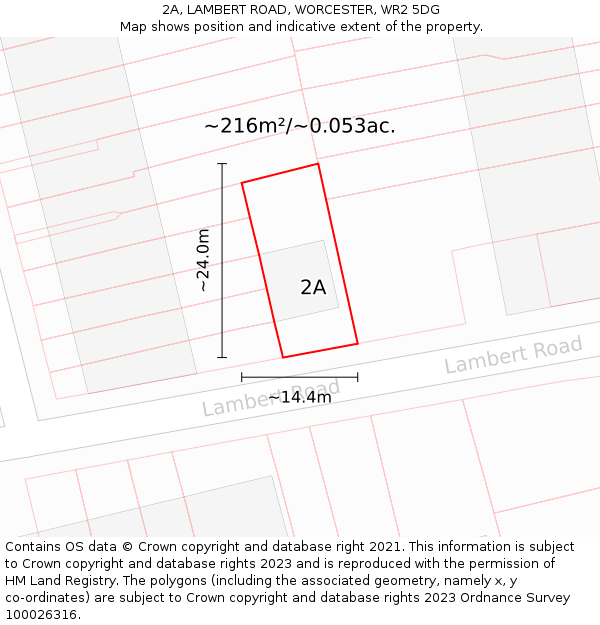 2A, LAMBERT ROAD, WORCESTER, WR2 5DG: Plot and title map