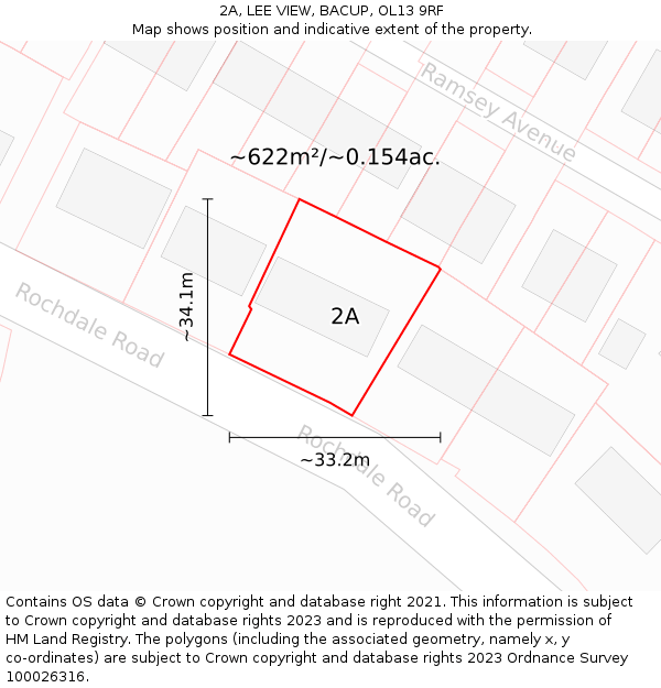 2A, LEE VIEW, BACUP, OL13 9RF: Plot and title map