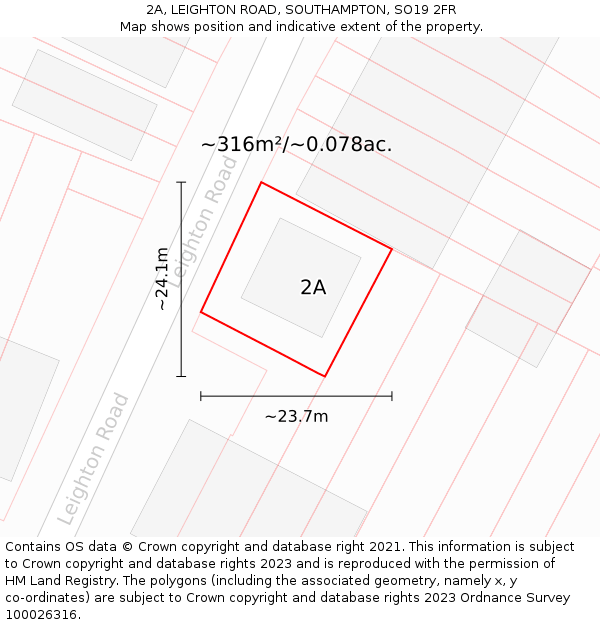 2A, LEIGHTON ROAD, SOUTHAMPTON, SO19 2FR: Plot and title map